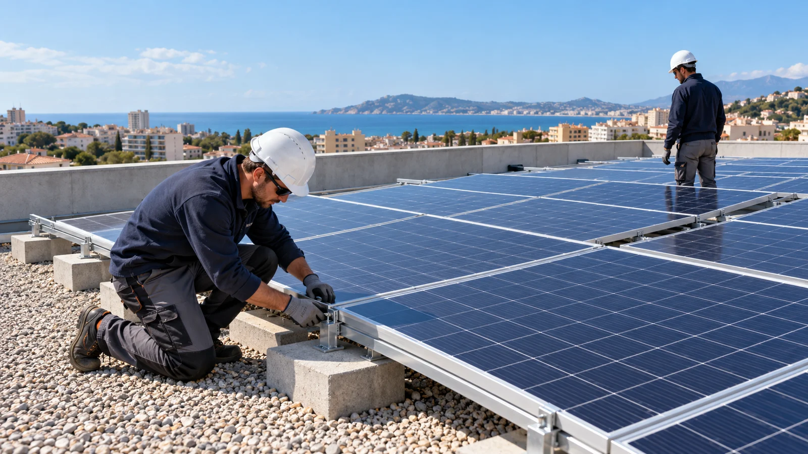 Placas solares y apoyo al montaje